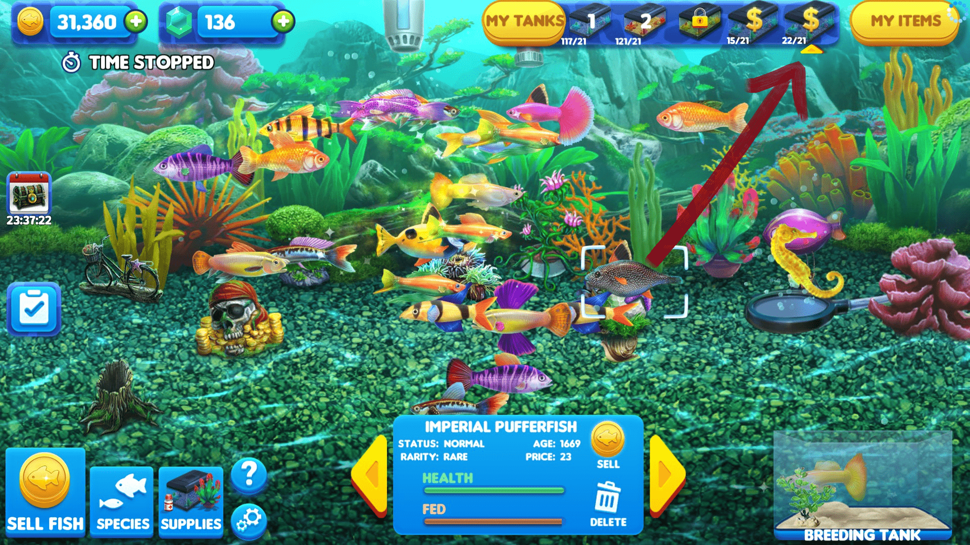 Fish Tycoon 2: Virtual Aquarium: How to have more than 21 fishes in a tank